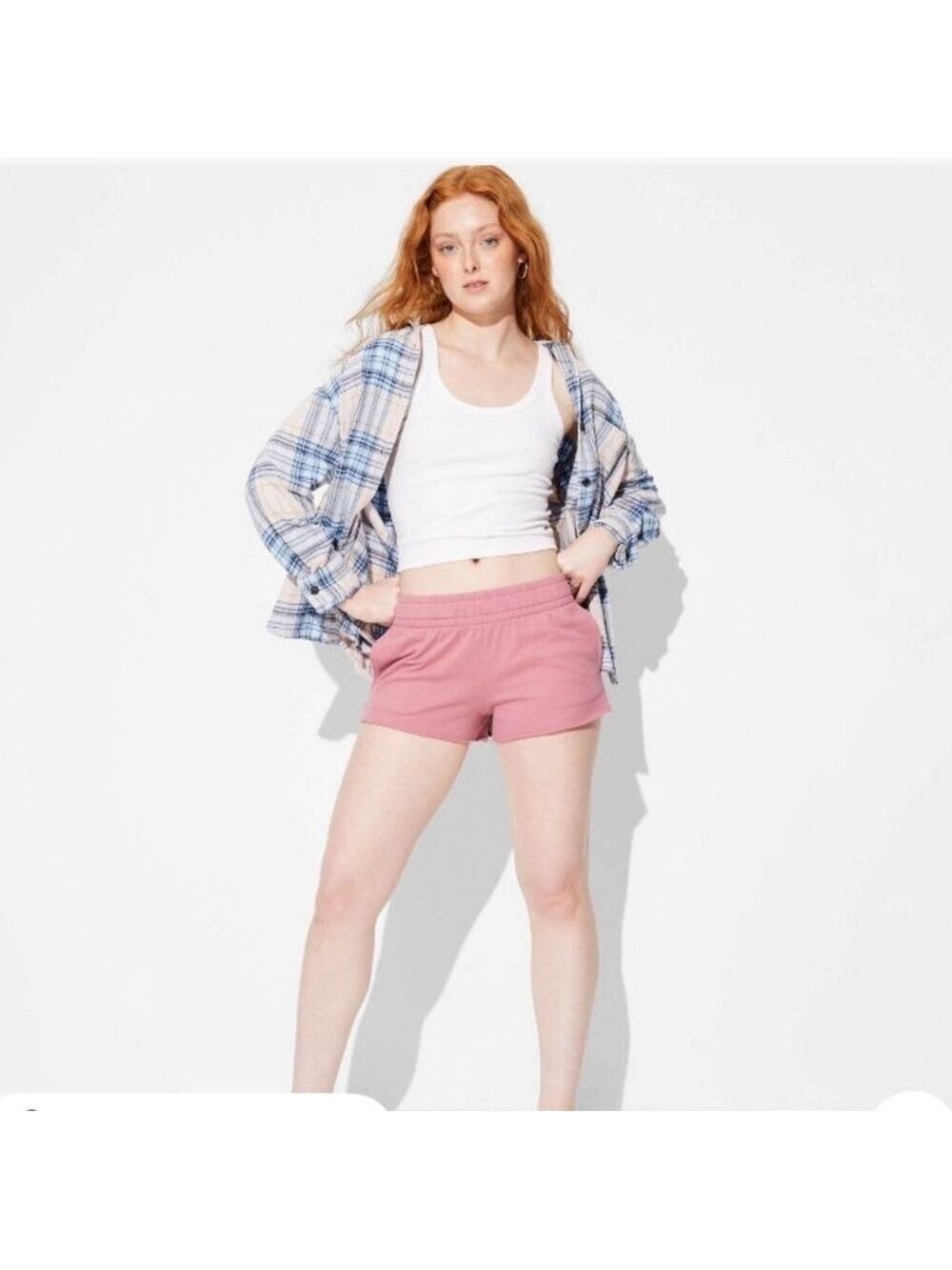 Wild Fable High Rise Dusty Pink Knit Shorts NEW Small